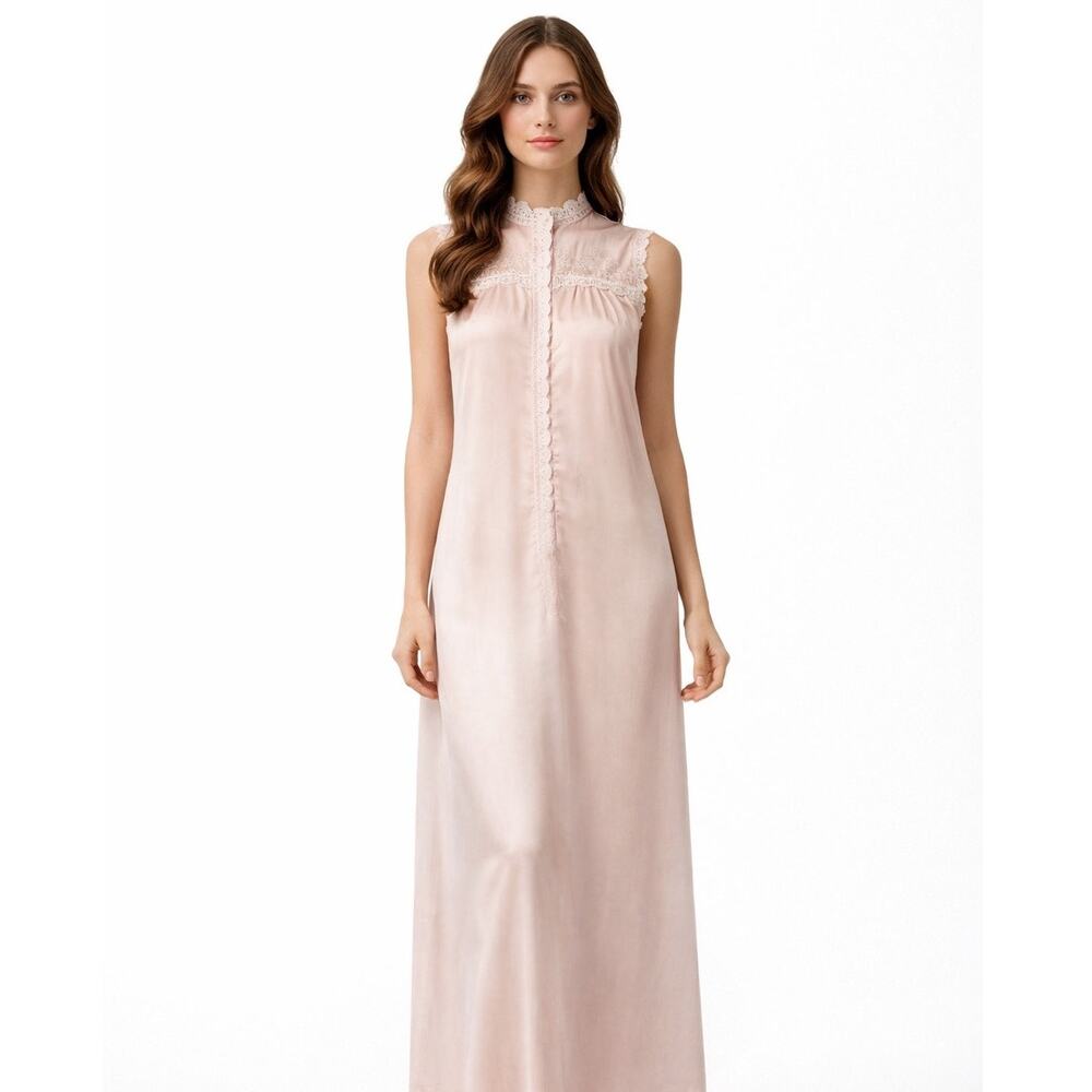 Late 1960s Christian Dior Lingerie Pink Lace Nightgown Slip Dress size Small